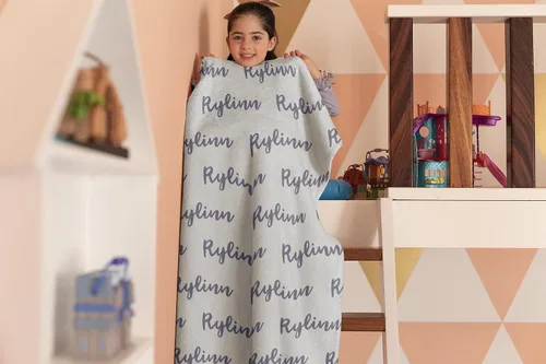 Vista 3 de Manta de bebé personalizada, manta con nombre de bebé, manta personalizada para bebés, niños, jóvenes, adolescentes y adultos, forro polar de felpa