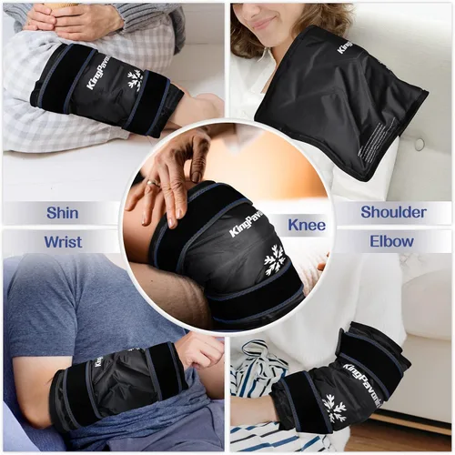 Vista 7 de KingPavonini Paquete de hielo de rodilla XXL que envuelve toda la rodilla después de la cirugía, bolsa de hielo de gel grande reutilizable