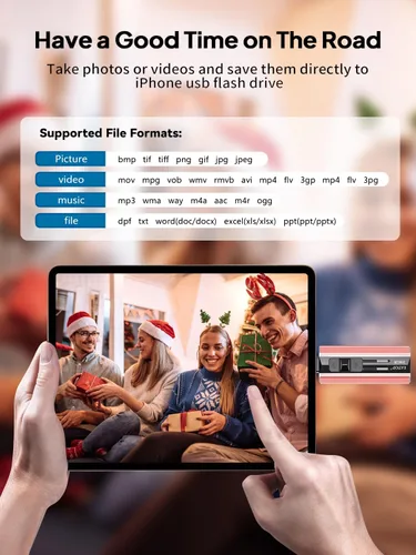 Vista 5 de EATOP Unidad Flash de 256GB Destinada para iPhone iPad, Memoria Stick de Almacenamiento para Copia de Seguridad de Fotos y Videos, Compatible
