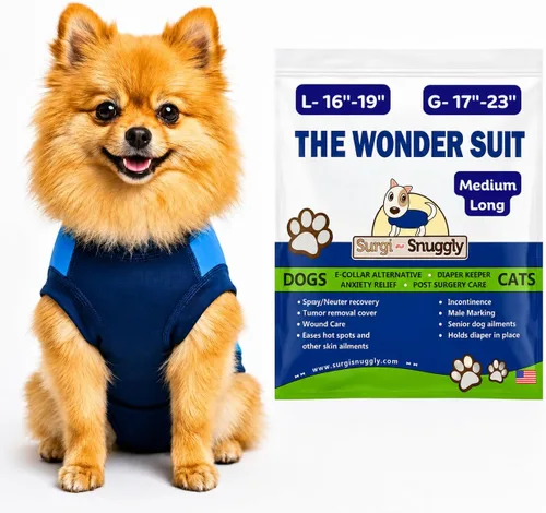 Vista 22 de SurgiSnuggly Traje de Recuperación Quirúrgica Inventado por Veterinarios para Perros Hembra o Macho, Esterilización, Castración, Mameluco, El Traje