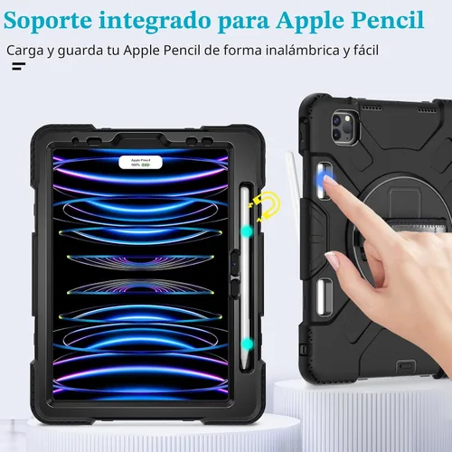 Vista 8 de Funda para iPad Pro de 11 pulgadas (2022/2021/2020/2018): Funda de silicona para iPad 11 (4ª/3ª/2ª/1ª) generación con protector de pantalla, Negro