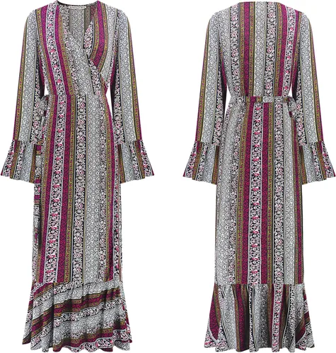 Vista 5 de R.Vivimos - Maxi vestido de manga larga para mujer, ideal para el verano.