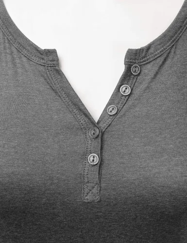 Vista 4 de LALABEE Camiseta básica Henley de manga corta con cuello en V profundo para mujer