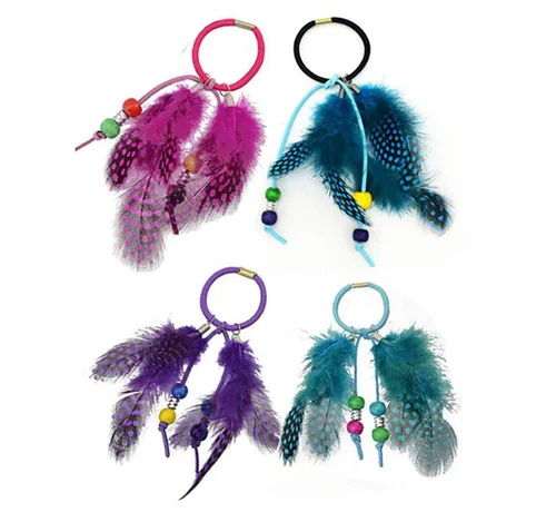 Vista 10 de Suoirblss Juego de 4 bandas para el pelo hippie para mujer, cuerda elástica para el cabello, ligas para coletas, accesorios para el cabello