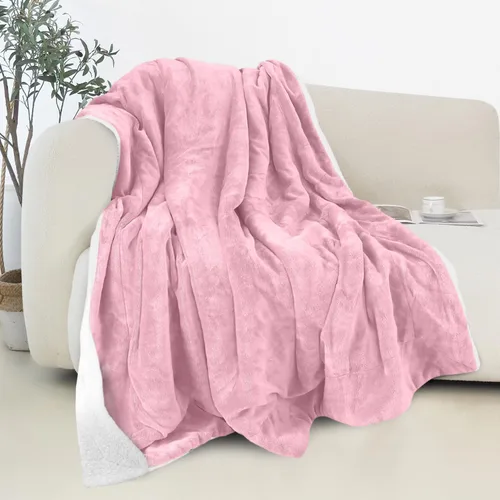 Vista 18 de Elegant Comfort - Manta reversible y ultra suave de franela con forro polar - Manta de sherpa navideña de invierno - Ligera, suave y acogedora