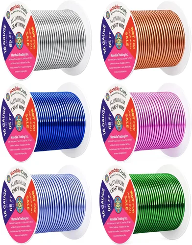 Vista 223 de Mandala Crafts - Alambre de aluminio anodizado de calibre 22 para hacer joyas - 137.2 m de alambre flexible surtido y coloreado - Doble para bonsái