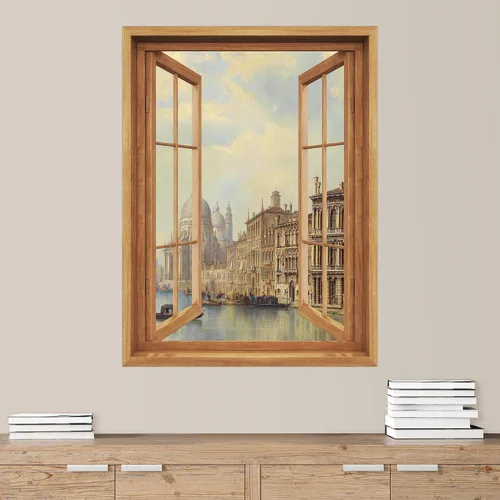 Vista 8 de SIGNWIN Adhesivo de pared removible/mural de pared para ventana, vegetación exuberante y árboles iluminados por el sol, fotografía, realismo