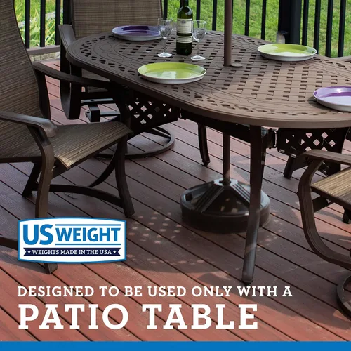 Vista 2 de US Weight Base de sombrilla duradera y rellenable para mesa de patio, capacidad de 50 libras, soporte ajustable resistente para sombrillas al aire