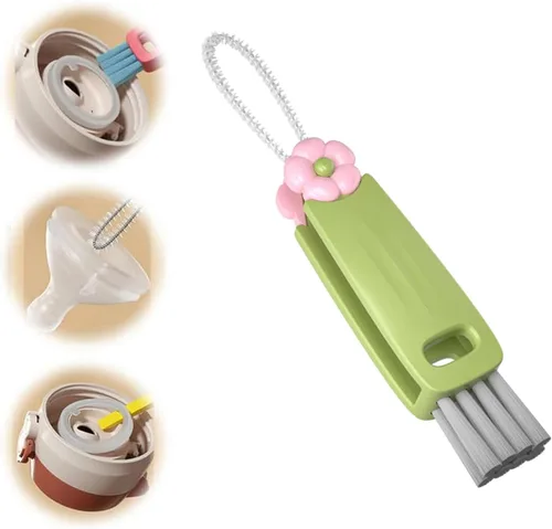 Vista 3 de Cepillo de limpieza de huecos de tapa de taza 3 en 1, cepillo multifuncional para botellas, limpiador de huecos de tapa de taza, herramientas