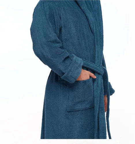 Vista 5 de Arus - bata de baño de algodón hasta el tobillo con capucha estilo turco, para hombre