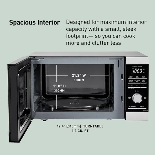 Vista 8 de Panasonic Horno de microondas, 1,3 pies cúbicos 1100W de encimera con sensor Genius de cocción y descongelamiento automático - NN-SD67LS