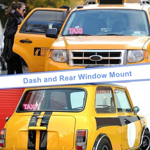 Vista 6 de Luz de taxi con enchufe Cig-arette, montaje de succión de taxi de 12 V CC en la lámpara de taxi con cubierta de viento del automóvil, 2 modos de Rojo