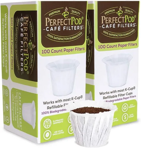 Vista 9 de Perfect Pod - Forros de papel reutilizables para cápsulas de café K Cup, se adapta a todas las marcas, compatible con todas las cápsulas
