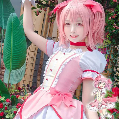 Vista 5 de Anime Homura Cosplay Costume Uniform Dress Halloween Outfit with Wig