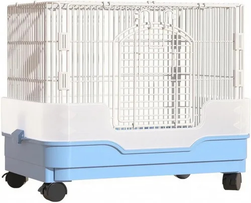 Vista 10 de Small Pet Enclosure Indoor Wire Pet Cage with Base Wipe-Clean, Blue, Double Layer
