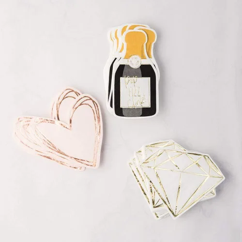 Vista 4 de Weddingstar Servilletas de papel para fiestas especiales para ocasiones especiales, botella de champán, juego de 40 Dice