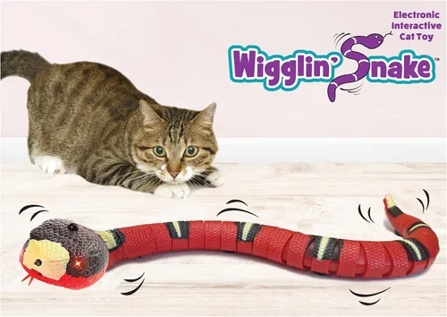 Vista 4 de SPOT Wigglin' Snake - Juguete electrónico interactivo para gatos, deslizadores y deslizadores de serpiente activados por tacto para entretener a