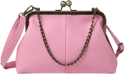 Vista 10 de Cartera clásica para mujer con cierre de beso, con correa de cadena, bolso de hombro Negro