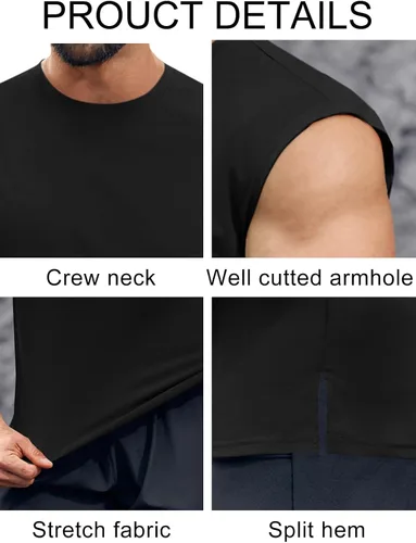 Vista 6 de Runcati Camiseta sin mangas de entrenamiento para hombre, de secado rápido, para gimnasio, culturismo, fitness, entrenamiento