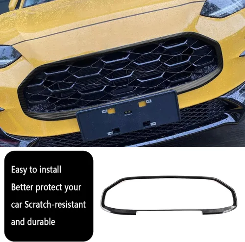 Vista 2 de Accesorios de automóvil aptos para Honda HR-V HRV 2023 2024 2025 2026 parrilla delantera cubierta de tira de moldura (fibra de carbono negro) 1