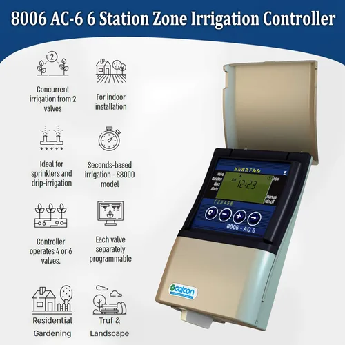 Vista 3 de Galcon GAE2S0002U1 8006 AC-6 Controlador de riego de zona de estación de 6 estaciones Aspersor automático, temporizador diario/cíclico, sistema