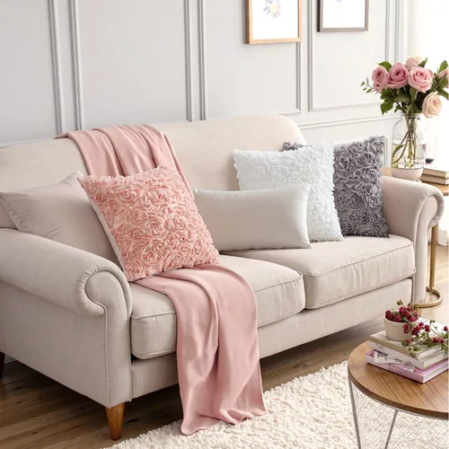Vista 7 de MIULEE - Funda de almohada decorativa, rígida, cuadrada, romántica, con diseño de rosas en gasa 3D, para sofá, dormitorio, auto, para el Día de San
