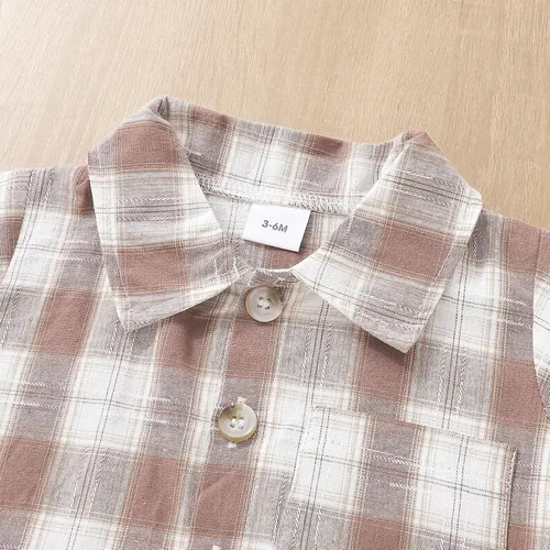 Vista 3 de Welcome New Baby Boy Toddler Boys Short Sleeve Plaid Prints T Shirt Tops Shorts Child Kids Gentleman Outfits
