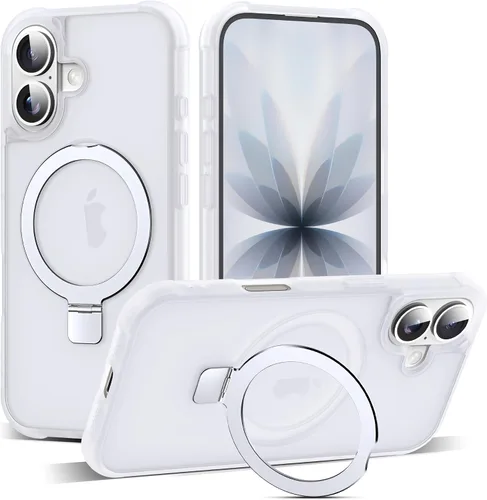 Vista 164 de SKYLMW - Funda compatible con iPhone 11 de 6.1 pulgadas, con soporte magnético invisible tipo anillo, funda translúcida de grado militar, compatible
