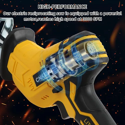 Vista 4 de Sierra de vaivén inalámbrica Compatible con batería Dewalt 20V Max (SIN batería), sierra recíproca potente, velocidad variable 0-3000 SPM, cambio