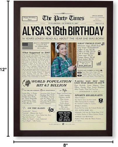 Vista 9 de Decoraciones de fiesta de cumpleaños de 16 años, póster de feliz cumpleaños 16, regalo de 16 años para él, ella, niño, niña, decoración divertida