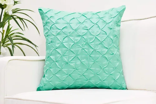 Vista 3 de The White Petals Fundas de almohada decorativas de color verde espuma de mar (seda sintética, plisado, 18 x 18 pulgadas, paquete de 2)