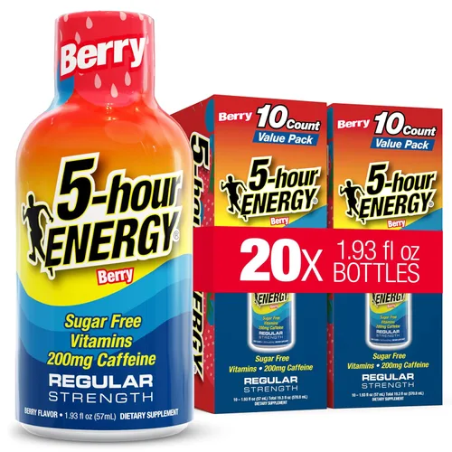 Vista 10 de 5-hour ENERGY Sabor a bayas, 30 unidades, inyección energética de 1.93 onzas líquidas, fuerza regular, aminoácidos, vitaminas B, sin azúcar y cero