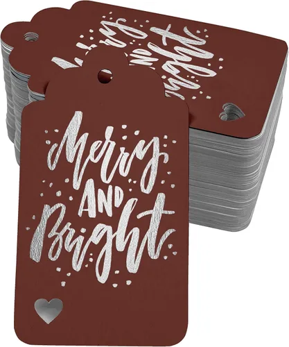 Vista 19 de Etiquetas colgantes con texto en inglés "Merry and Bright" (50 unidades)