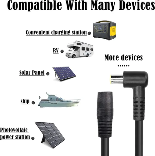 Vista 4 de GINTOOYUN 2 cables de alimentación DC7909 de 14AWG DC7.0.354 inx0.035 in en ángulo recto 90 grados macho a CC 0.311 inx0.035 in hembra cable