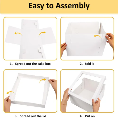 Vista 4 de Moretoes - Paquete de 3 cajas para pasteles de 12 x 12 x 8 pulgadas