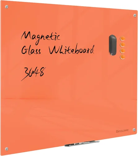 Vista 16 de Pizarra de Vidrio Negro Magnética de Borrado en Seco - Pizarra Negra de 48 x 36 Pulgadas Montada en Pared de Vidrio, Pizarra de Vidrio Negro Grande
