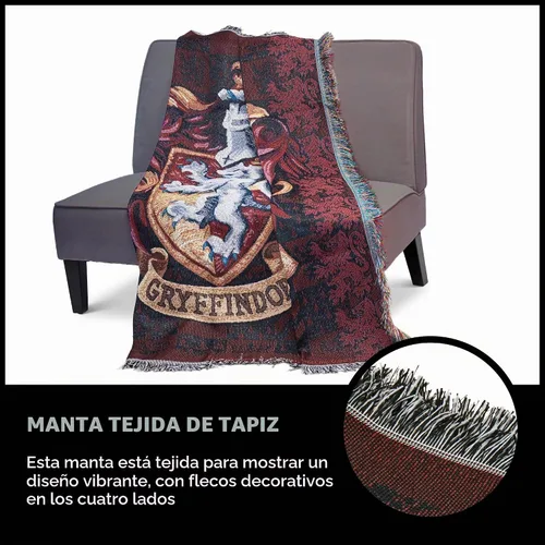 Vista 9 de Northwest Manta Tapiz Tejida de Harry Potter, Decoración del Hogar de Diseñador, Moderno, Regalo Único, 48" x 60", Escudo de Gryffindor Escudo