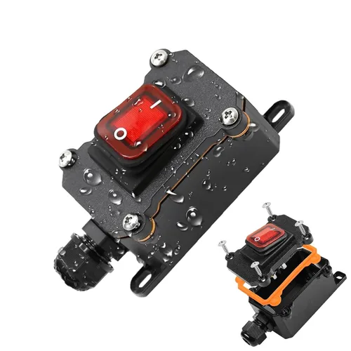 Vista 9 de Interruptor de línea de 12V IP67 impermeable, interruptor de palanca de encendido/apagado de 20A para exteriores, CC 12V-24V con botón basculante