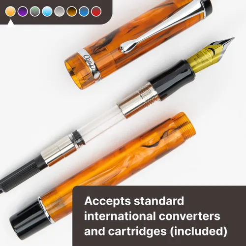 Vista 3 de Conklin Duragraph - Pluma estilográfica ámbar, punta media de oro macizo de 14 quilates, elegante herramienta de escritura con acabado ámbar cálido