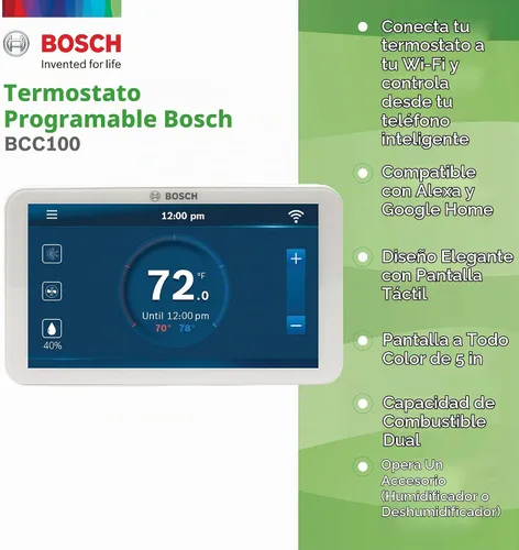 Vista 2 de Bosch termostato con control y conexión Wi-Fi.
