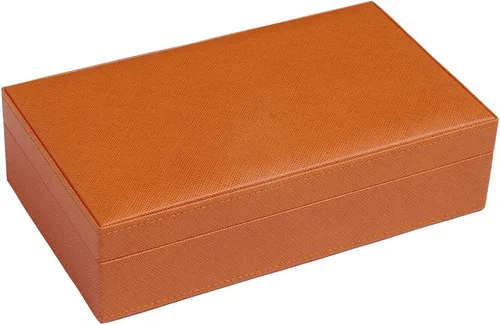 Vista 2 de Silverman & Co. Juego de dominó negro doble 6 grande - Estuche naranja