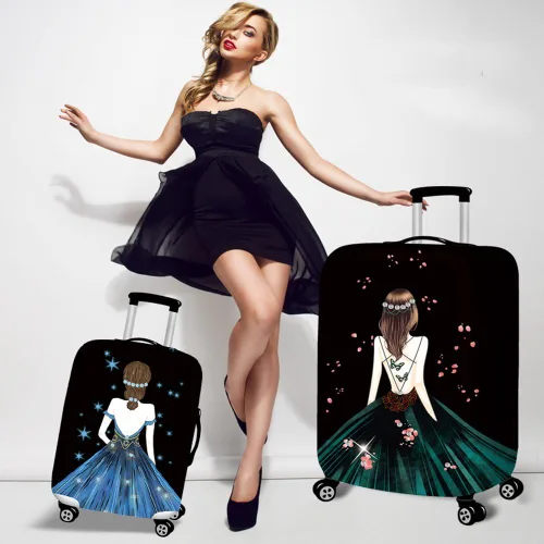Vista 7 de YEKEYI Funda protectora de equipaje lavable de viaje linda chica maleta protectora para 18-32 pulgadas, Espíritu de deseos