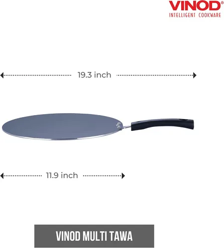 Vista 2 de Vinod Cookware - Plancha de cocina plana multi (Tawa) con base de inducción, sartén antiadherente 100% de aluminio con superficie antiarañazos