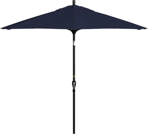 Vista 15 de California Umbrella Paraguas redondo de aluminio de 9 pies, manivela elevadora, botón de inclinación, poste negro, olefina beige antiguo