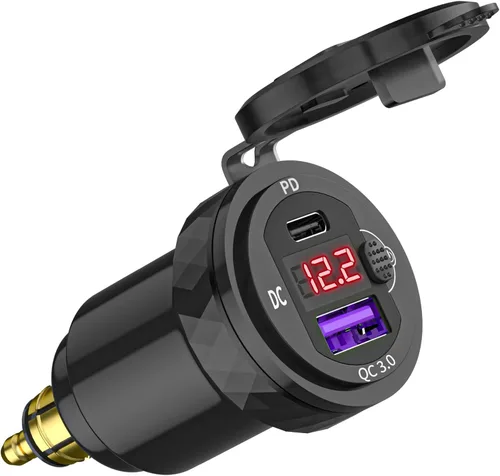 Vista 11 de DIN Hella Plug to Dual QC 3.0 Cargador USB Adaptador de corriente con voltímetro e interruptor de encendido/apagado para BMW Ducati Triumph Dual QC