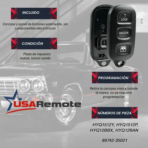 Vista 3 de Llavero con carcasa y almohadilla de repuesto para llave de entrada sin llave compatible con Toyota 1999-2009 4Runner / 2001-2008 Sequoia