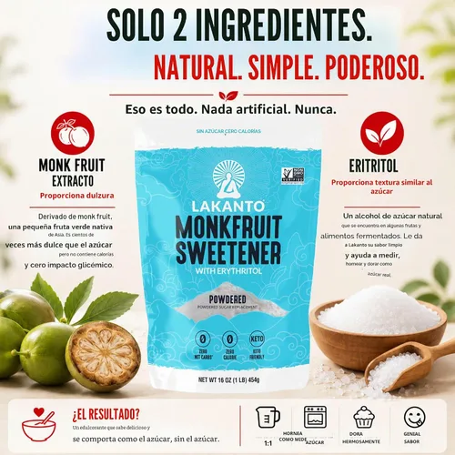Vista 6 de Lakanto - Edulcorante de fruta del monje, sustituto de azúcar 1:1, keto, sin OGM Powdered Sugar Substitute for Frosting, Icing, Glazes, Baking