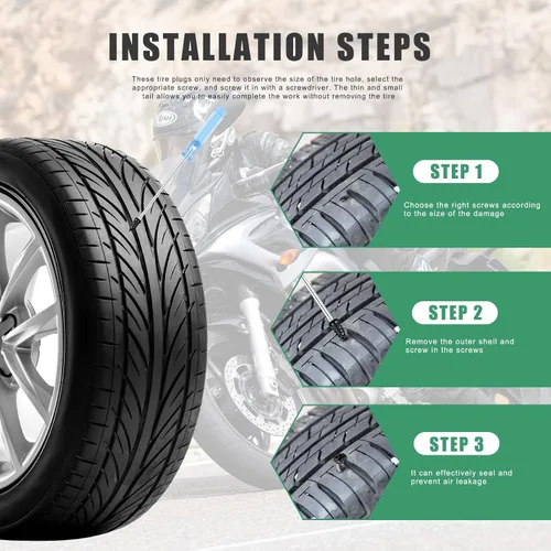 Vista 3 de 35 piezas de clavos de goma para reparación de neumáticos con tornillos autorroscantes para camiones, motocicletas, automóviles y otros vehículos