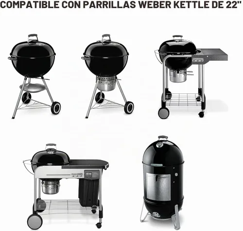 Vista 2 de Skyflame Charkettle - Rejilla de hierro fundido 2 en 1 de 21.5 pulgadas de repuesto para parrilla, sistema de barbacoa gourmet, compatible