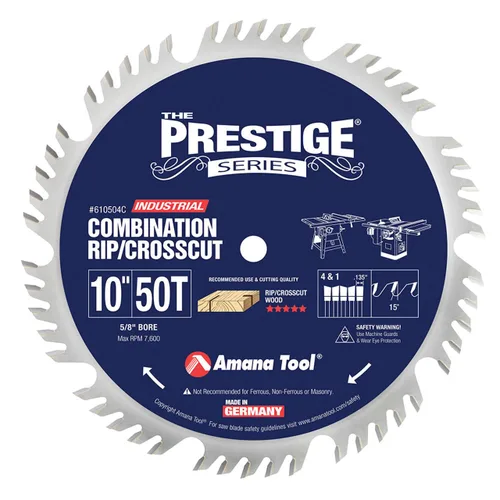 Vista 2 de Amana Tool - (610504) - Hoja de sierra combinada con punta de carburo para rasgado y corte transversal de 10" de diámetro x 50 dientes 4+1, 15